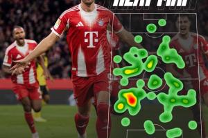 32岁德甲carry！凯恩全场合集：能传能射、滑铲解围 热区跑遍全场