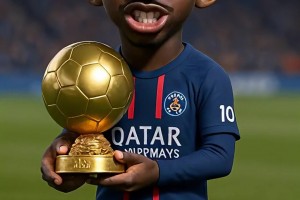 Q版登贝莱挑逗姆巴佩：你羡慕吗？这金球奖抱着手里还挺沉的🤣