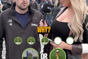 男球迷根本不敢看！利兹联火辣女记者采访球迷👀